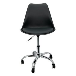 Cadeira Leda Office Estofada Base Giratória Cromada - Preta - 3