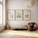 Ver imagem 1 de Kit 3 Quadros Decorativos Infantil - Safari Surfistas NO2 - 30x40 - Moldura Madeira