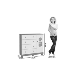 Cômoda Infantil Tedy Peroba em 100% Mdf Branco com Amêndoa - 5