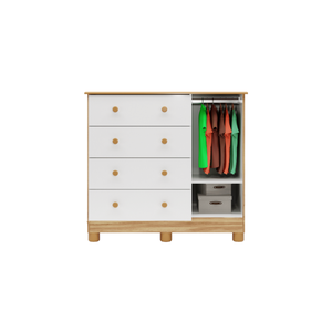 Cômoda Infantil Tedy Peroba em 100% Mdf Branco com Amêndoa