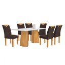 Ver imagem 2 de Mesa de Jantar 6 Lugares Stella com Vidro Ripado Cinamomo/off White/marrom - Cel Móveis
