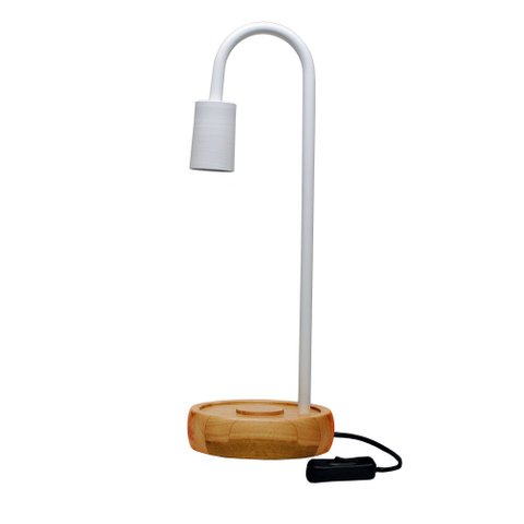 Luminária de Mesa Taschibra Flam Metal/Madeira E27 Bivolt Branco