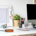 Ver imagem 4 de Luminária de Mesa Taschibra Flam Metal/Madeira E27 Bivolt Branco