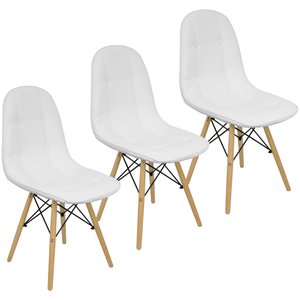 Kit 3 Cadeiras Charles Eames Botonê Eiffel Estofada Branca