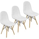 Ver imagem 1 de Kit 3 Cadeiras Charles Eames Botonê Eiffel Estofada Branca