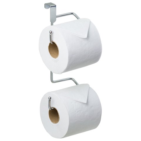 Porta Papel Higiênico Cromado Sem Furo Suporte Para Dois Rolo - kit com 2 unid