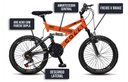 Ver imagem 5 de Bicicleta Gps Aro 20 Dupla Suspensão 21 Marchas Colli Laranja Neon