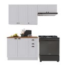 Ver imagem 2 de Cozinha Modulada 3 Peças Balcão com Tampo Armário Aéreo 100% MDF com Rodapé Bari Branca