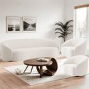 Ver imagem 1 de Sofá Amore 3 Lugares Fixo 200cm Branco Bouclé com 2 Poltronas Mabe Magazine