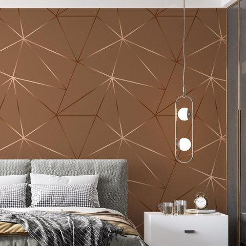 Papel de Parede Adesivo Zara Marrom com Brown Gold - 2,5m