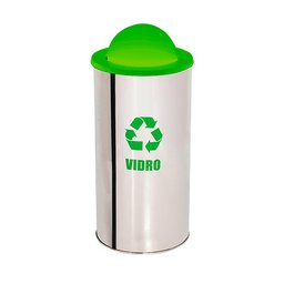 Lixeira Coleta Seletiva Basculante 62l de Aço Inox - Verde - 2