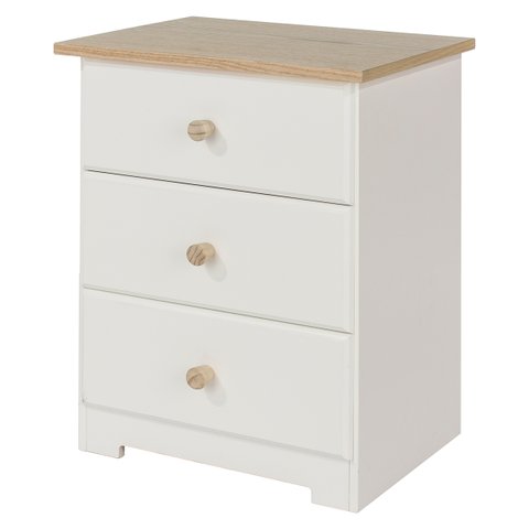 Mesa de Cabeceira com 3 Gavetas Creme