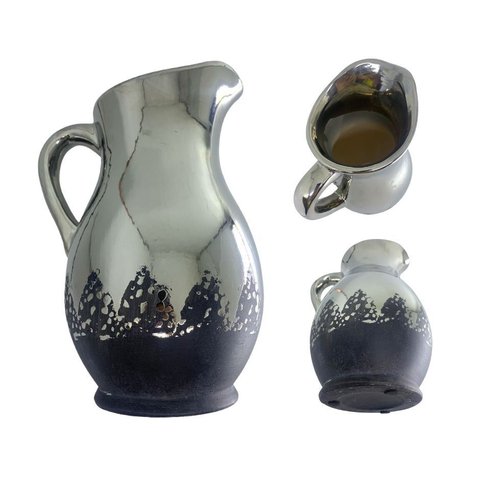 Jarra Decorativa Colonial Vintage Prateada Enegrecida Grande Espressione Jarra Decorativo Prata, Jar