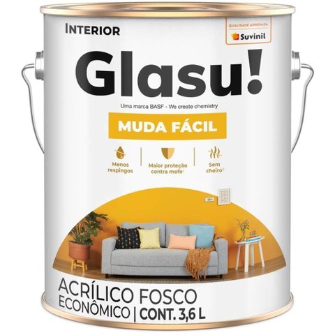 Tinta Acrílica Vinil 3,6 Litros Palha Glasu - 53429338 - SUVINIL TINTA ACRILICA 3,6L VINIL GLASURIT 