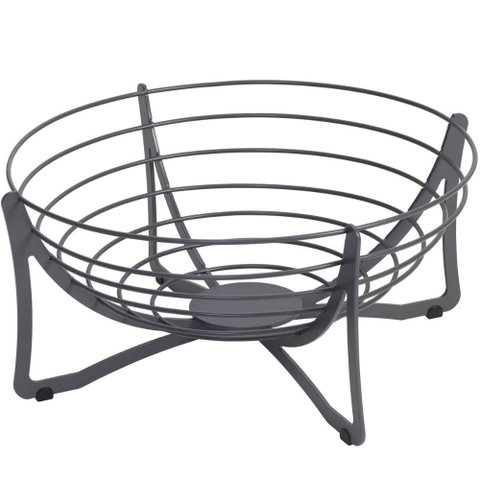 Cesta de Frutas Fruteira Redonda de Mesa Cinza 34,5cm Masutti Aramada Carbono