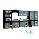 Ver imagem 2 de Cozinha Completa Milão 7 Módulos MDF-MDP 400cm Preto Menu Móveis