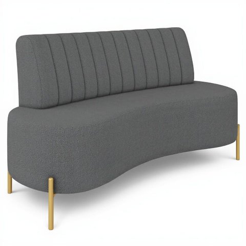 Sofá 2 Lugares 135cm Pés Aço Dourado Tamar Boucle Grafite Z08 - Mpozenato