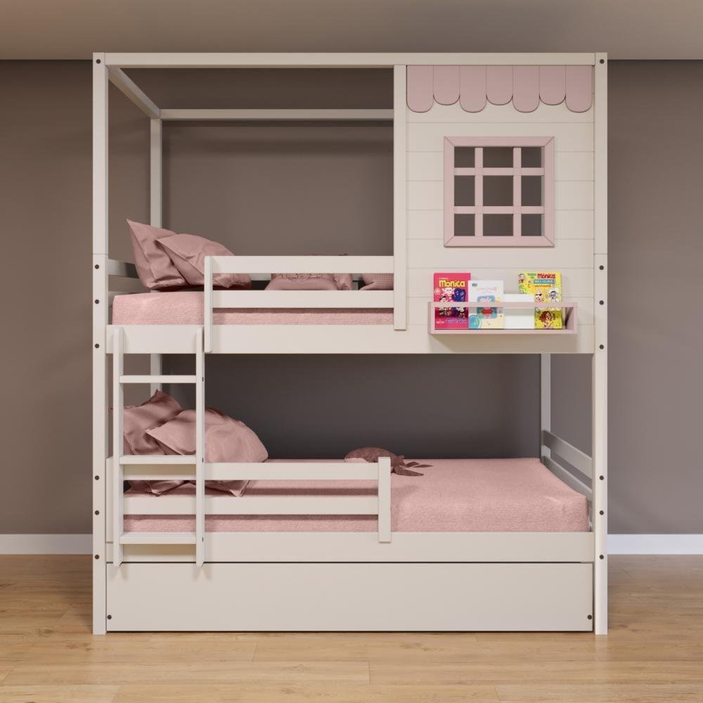 Treliche Casinha Grade Removível Madeira Branco-rosa - 1
