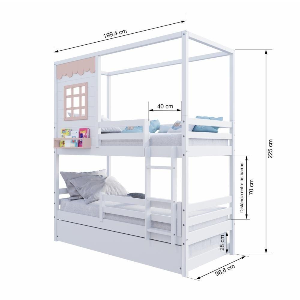 Treliche Casinha Grade Removível Madeira Branco-rosa - 4
