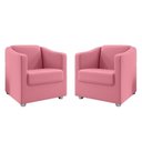 Ver imagem 1 de Kit 2 Poltronas Decorativa Ana Suede Rosa Pés Cromado - Pallazio