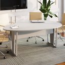 Ver imagem 1 de Mesa de Reunião para Escritório 1,80MX1,10m Orgânica com Pés em Metal Corporate F5 Cinza