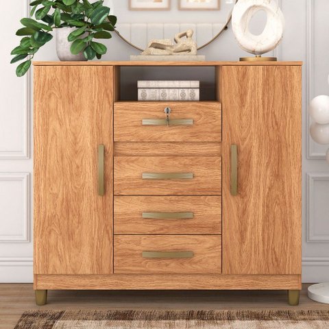 Cômoda Angra 2 Portas 4 Gavetas Mel - Fellicci