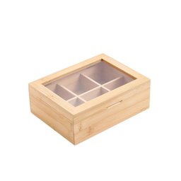 Caixa Porta Chá de Bambu com Divisórias - Natural - 1