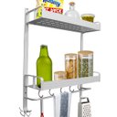 Ver imagem 2 de Suporte Duplo Prateleira Toalheiro Porta Shampoo Parede Com Ganchos