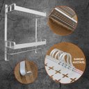 Ver imagem 7 de Suporte Duplo Prateleira Toalheiro Porta Shampoo Parede Com Ganchos