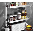 Ver imagem 6 de Suporte Duplo Prateleira Toalheiro Porta Shampoo Parede Com Ganchos