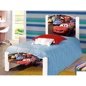 Cama de Criança Infantil Solteiro Adesivada Carros