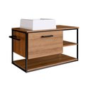 Ver imagem 3 de Gabinete para Banheiro com Cuba Inclusa 1 Porta e Nichos Mel com Preto