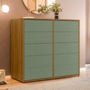 Ver imagem 1 de Cômoda para Quarto 10 Gavetas Melinda Marrom/Freijó/Verde
