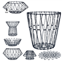 Ver imagem 1 de Cesto Multiuso Aramado Dobrável MultiUso 7x1 Lixeira Fruteira Vaso