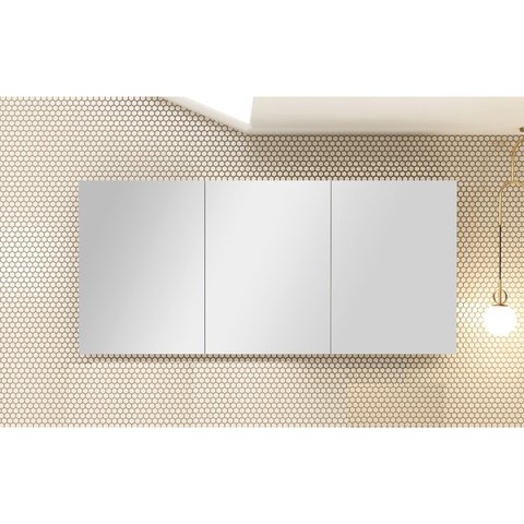 Espelheira para Banheiro 122,4 Cinza 3 Portas C/ Vidro