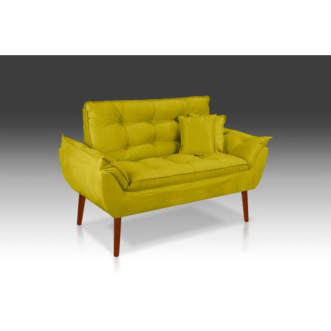 Kit 01 Namoradeira Opala com 02 Almofadas Suede Amarelo - Pandora Decor