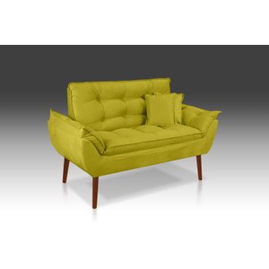 Kit 01 Namoradeira Opala com 02 Almofadas Suede Amarelo - Pandora Decor