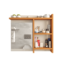 Ver imagem 2 de Espelheira de Banheiro Armarinho Organizador com Prateleira Nicho Nioki Cor:off White com Nature