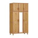 Ver imagem 1 de Guarda-Roupa Grécia Solteiro Mel com Espelho 6 Portas 3 Gavetas e Maleiro Madeira Maciça de Pinus -