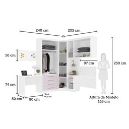 Quarto de Canto Solteiro com Guarda Roupas Cabeceira e Escrivaninha Alpes Luciane Móveis Branco Pf - 4 Quarto de Canto Solteiro com Guarda Roupas Cabeceira e Escrivaninha Alpes Luciane Móveis Branco Pf - 4