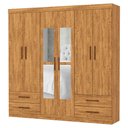 Ver imagem 3 de Guarda-roupa Casal Mondo 6 Portas 4 Gavetas com Espelho Cinamomo - Pnr Móveis