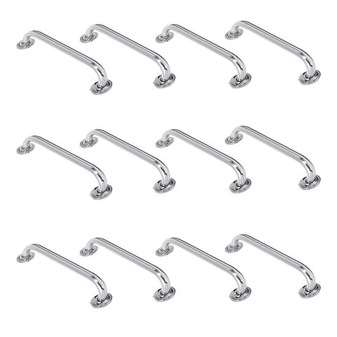 Alça de Apoio Barra Inox 50xm Kit 12 Unidades Banheiro Idoso Cadeirante Corredor Segurança