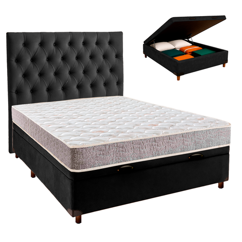Kit Cabeceira + Cama Box Bau + Colchão Casal D23 D23 Inducol