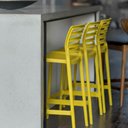 Ver imagem 2 de Jogo 4 Banquetas Tramontina Sofia Cadeiras Altas de Plástico Resistente Amarelo Sala de Estar Lazer