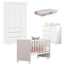 Ver imagem 1 de Quarto de Bebê Duda 3 Portas com Berço Nacional Doce Sonho 3540 Branco Brilho com Colchão Gazin – Ph