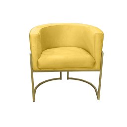 Kit 02 Poltronas para Sala Decorativa Luna Base Ferro Dourado Veludo Amarelo Visan Estofados - 5