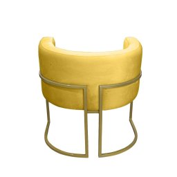 Kit 02 Poltronas para Sala Decorativa Luna Base Ferro Dourado Veludo Amarelo Visan Estofados - 4