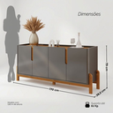 Ver imagem 3 de Buffet Lizz 170 cm Cor:Cinza Perola/Cedro
