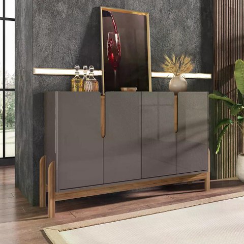 Buffet Lizz 170 Cm Cor:cinza Perola/cedro