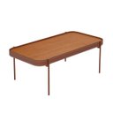 Ver imagem 1 de Mesa de Centro Melin P 87x44 Nature com Pés Metálicos Cobre Detalhes em Couro - Ofertamo